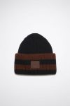 Mens Acne Studios Hats | Striped logo beanie Black/Brown