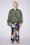 Mens Acne Studios Outerwear | Satin bomber jacket Olive Green