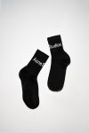 Mens Acne Studios Socks | Ribbed logo socks Black Satin/Grey